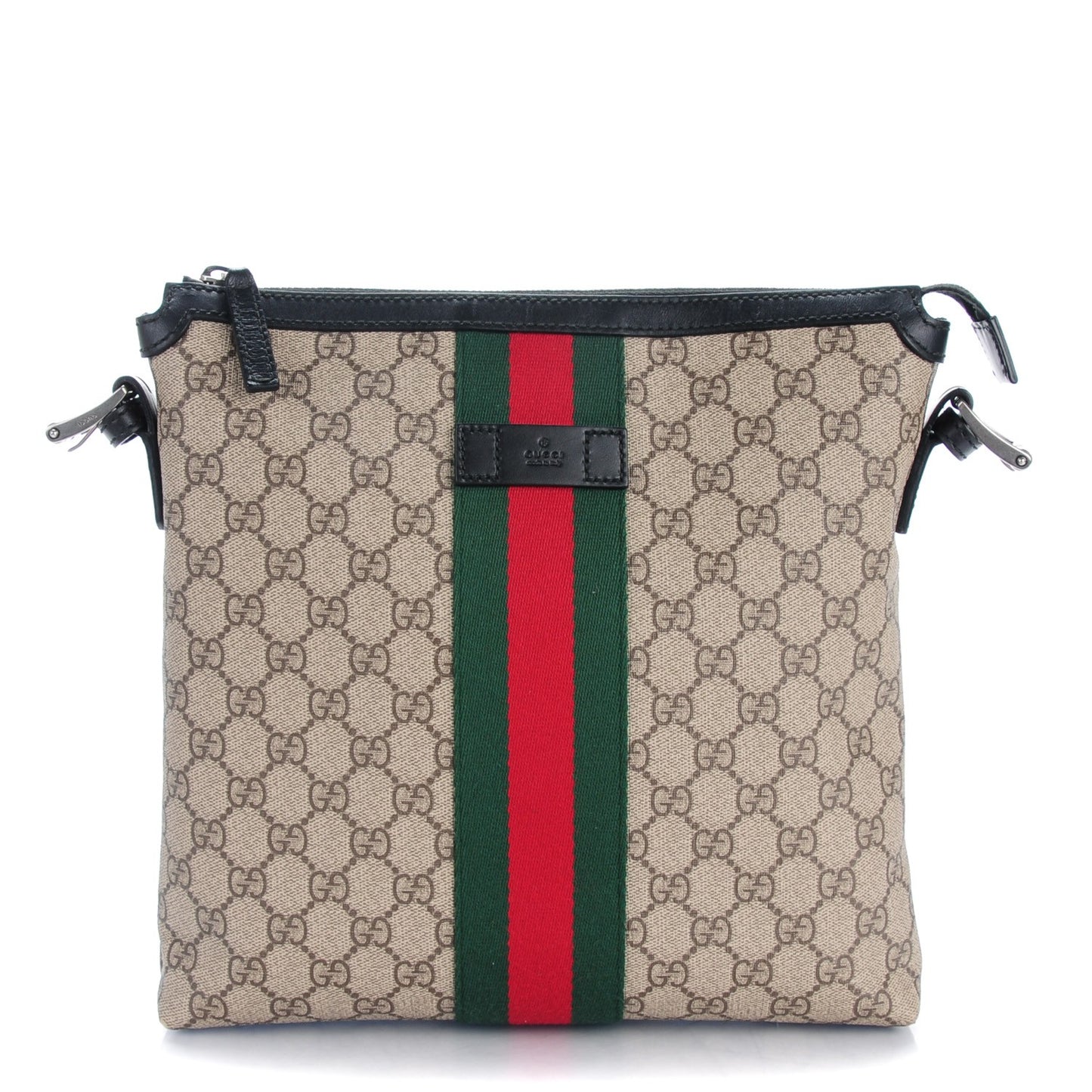 GG Supreme Monogram Web Messenger Bag Black