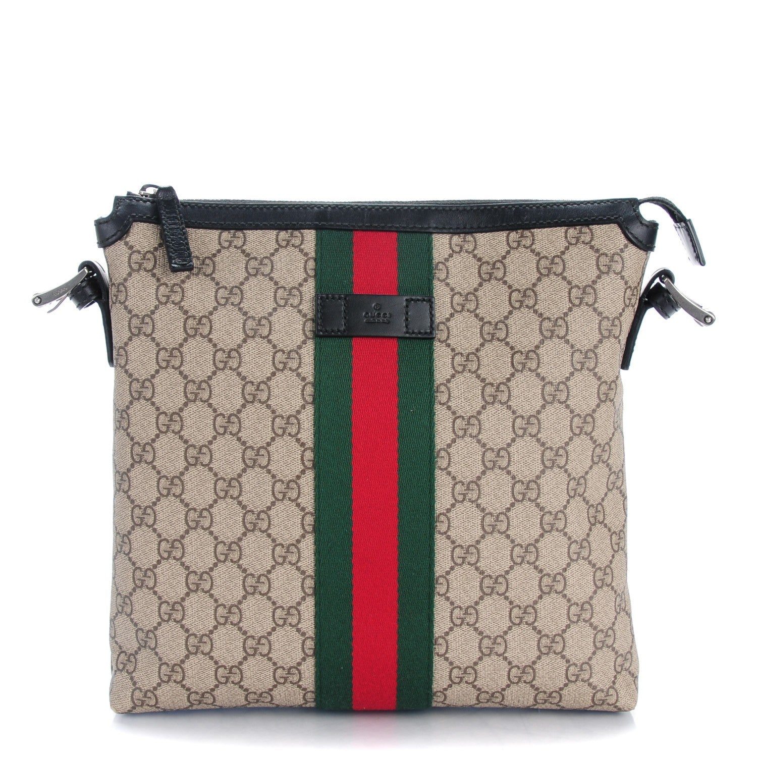 Gucci GG Supreme Monogram Web Messenger Bag Black 1 of 7