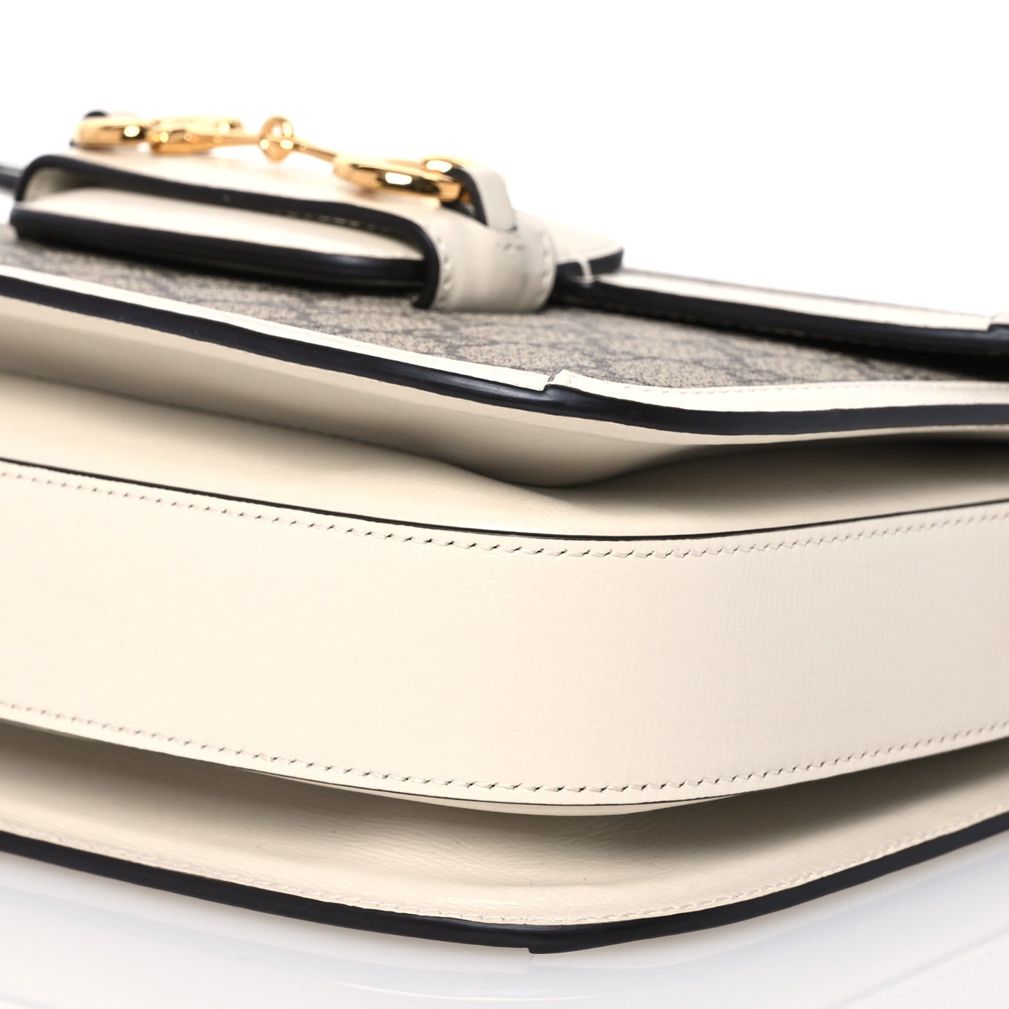 GG Supreme Monogram Horsebit 1955 Shoulder Bag Beige Mystic White