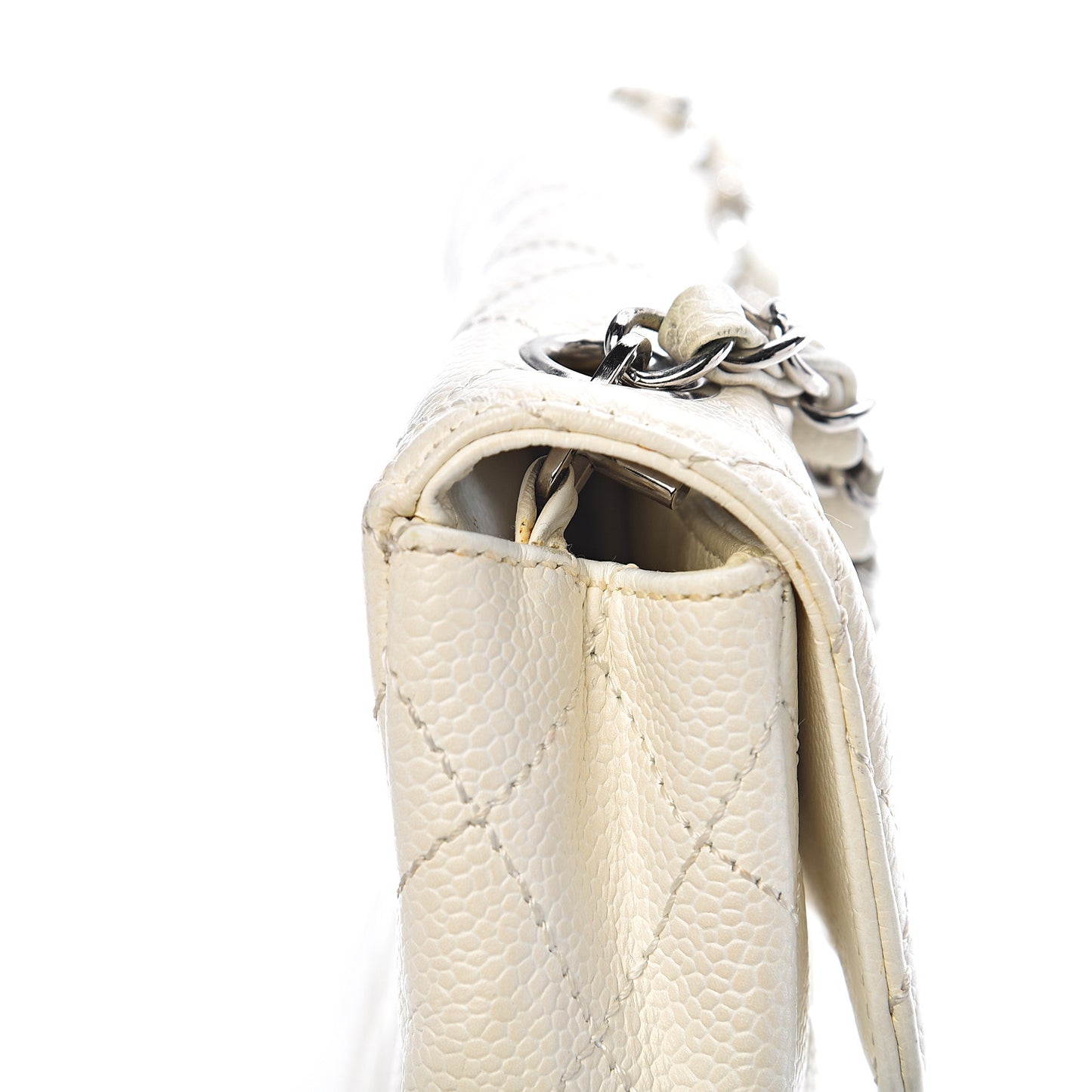 Caviar Quilted East West Flap White