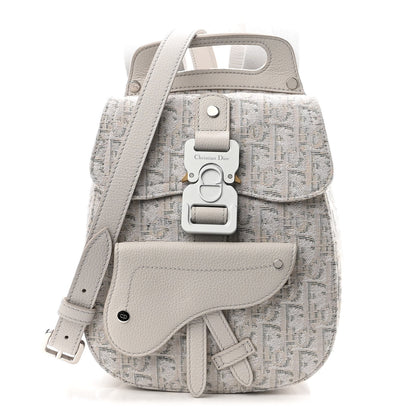 Christian Dior HOMME Oblique Jacquard Calfskin Mini Saddle Backpack Beige 1 of 10