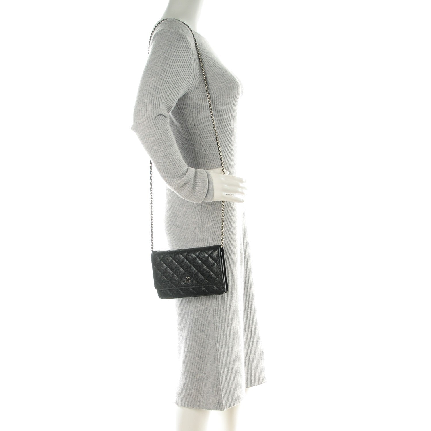 Chanel Caviar Quilted Wallet On Chain WOC Black 2 of 8