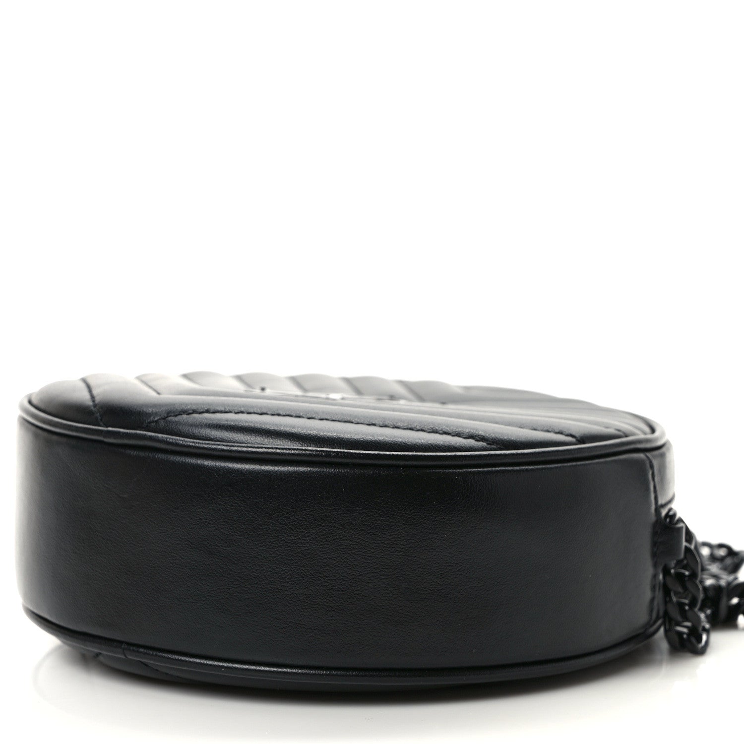 Saint Laurent Calfskin Matelasse Chevron Round Vinyle Camera Bag Black 8 of 9