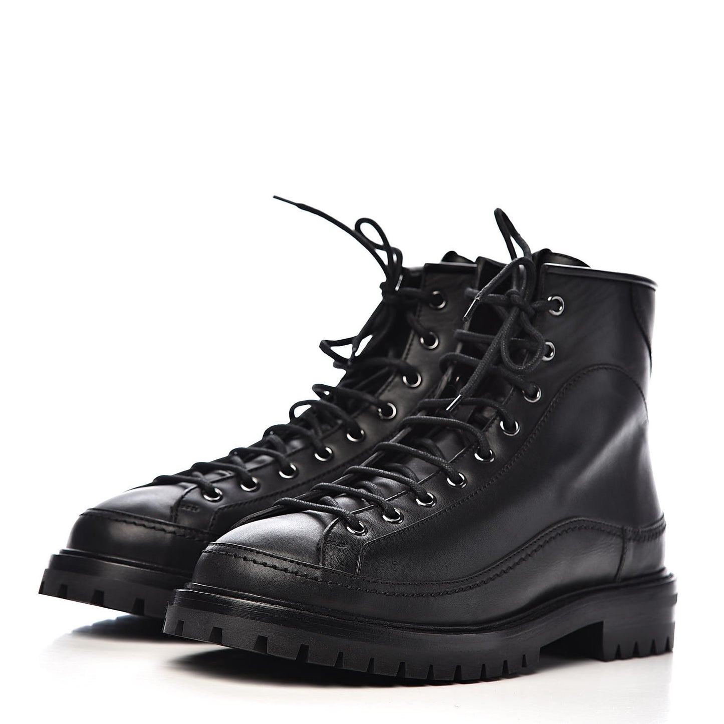Calfskin Rockstud Mens Combat Boots 40 Black
