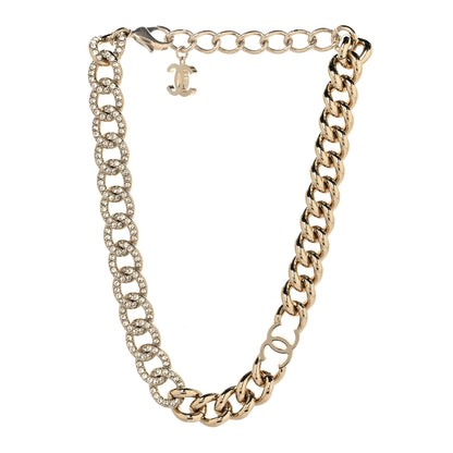 Chanel Crystal CC Chain Link Choker Necklace Gold 3 of 4