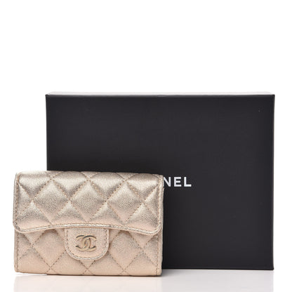 Chanel Metallic Lambskin Quilted Flap Card Holder Wallet Gold 11 of 11