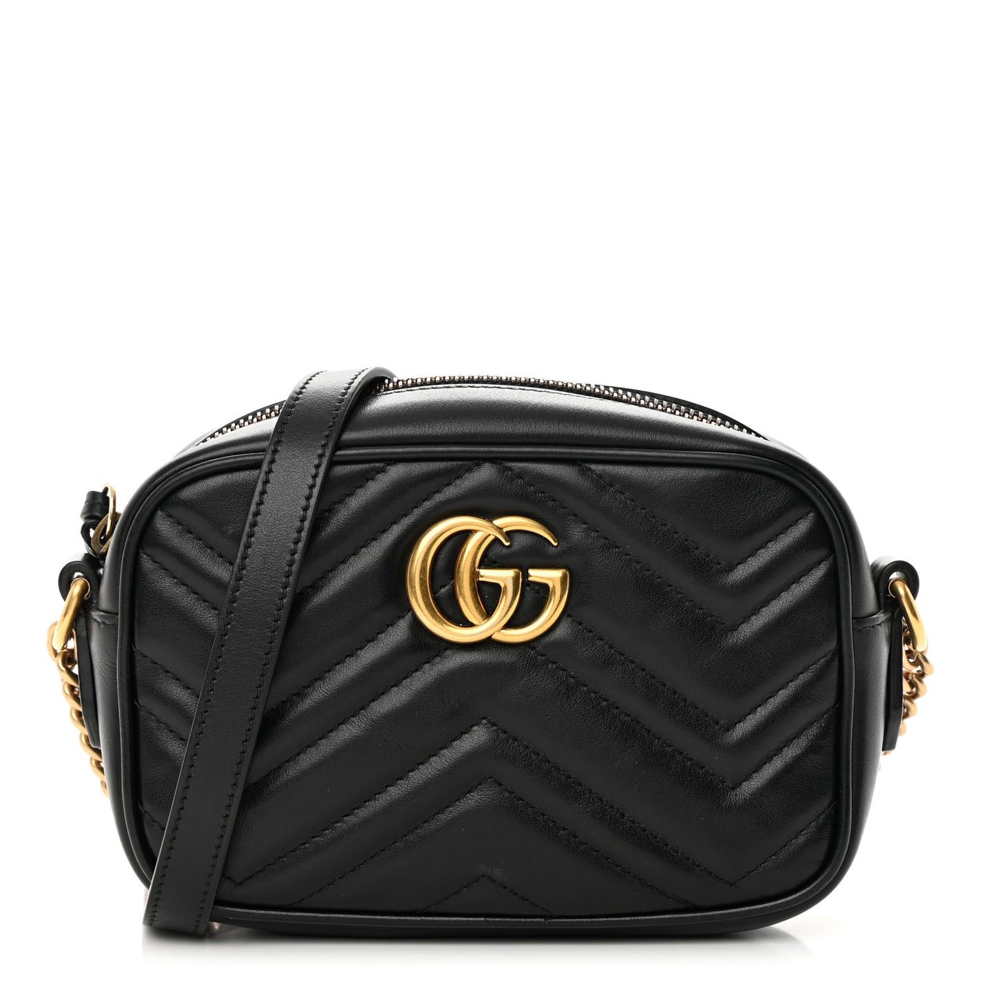 Calfskin Matelasse Mini GG Marmont Chain Shoulder Bag Black