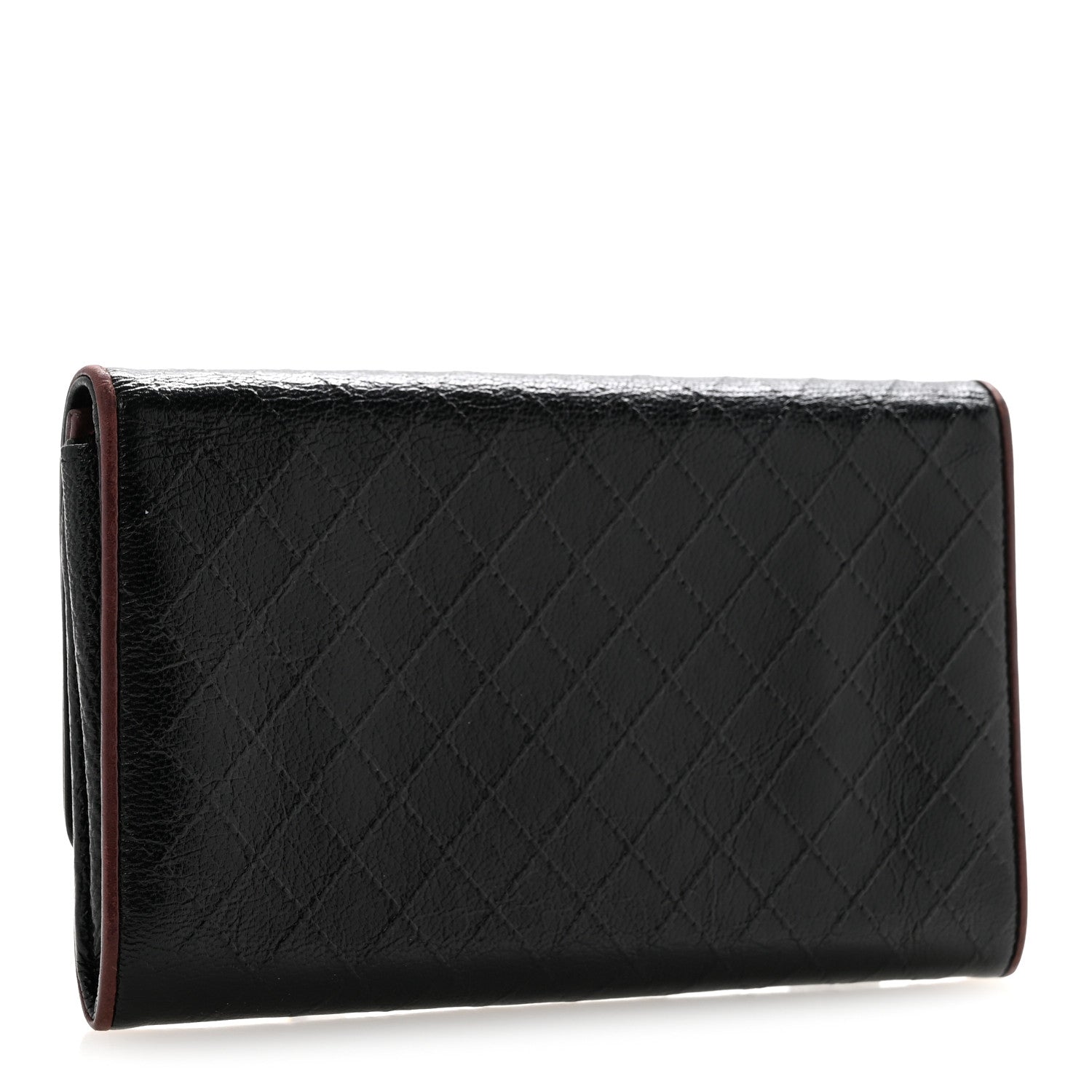 Chanel Calfskin Diamond Stitched Flap Wallet Black 3 of 15