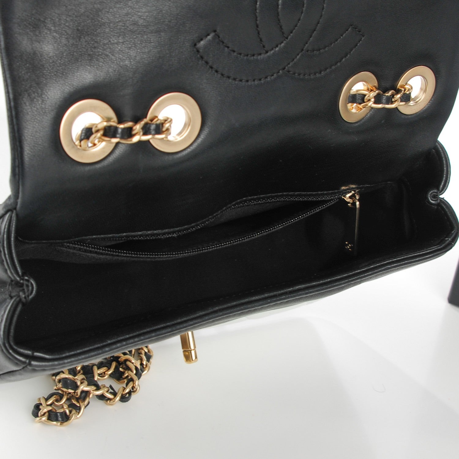 Chanel Lambskin Quilted Small Graphic Flap White Black 5 of 9