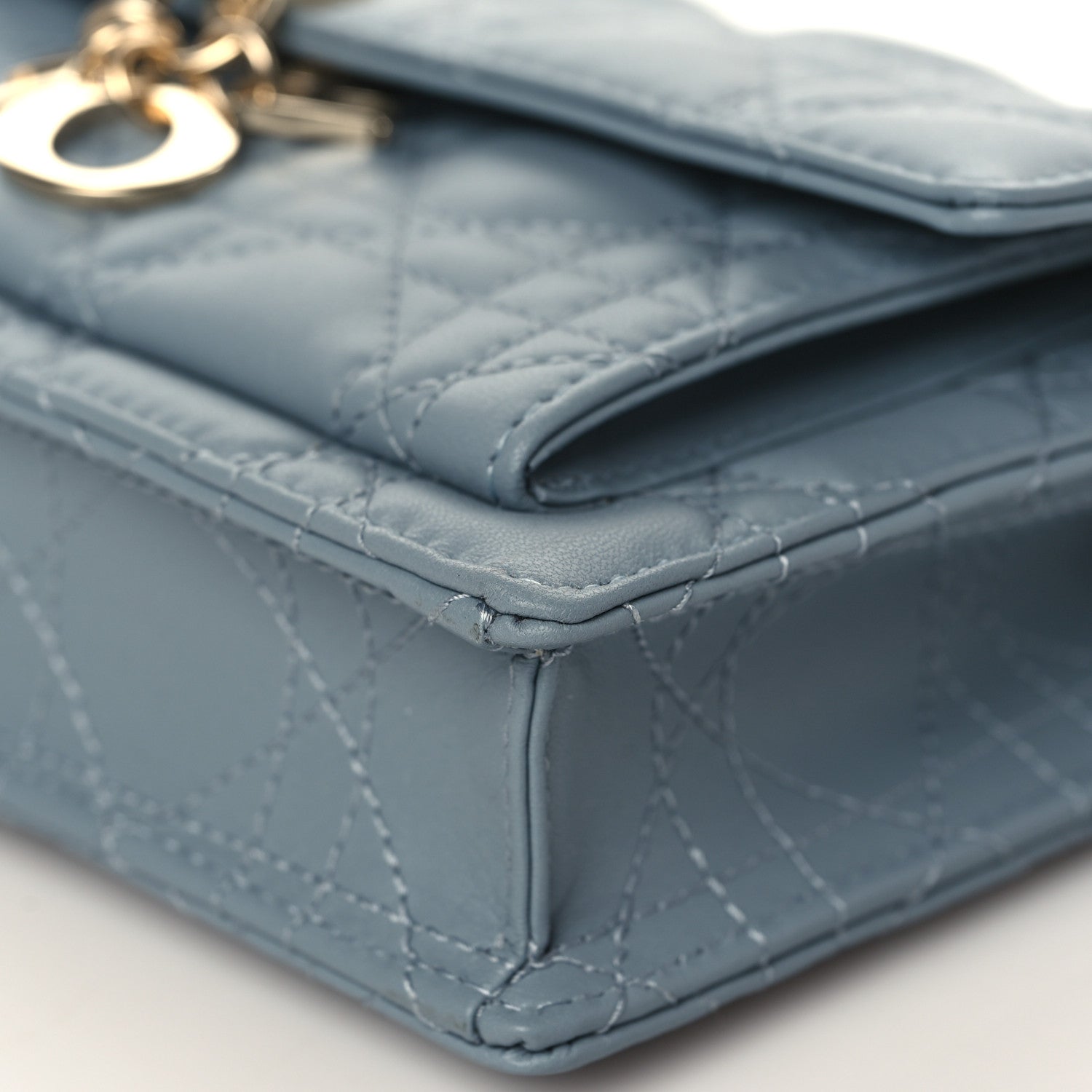 Christian Dior Lambskin Cannage Lady Dior Chain Pouch Cloud Blue 7 of 8