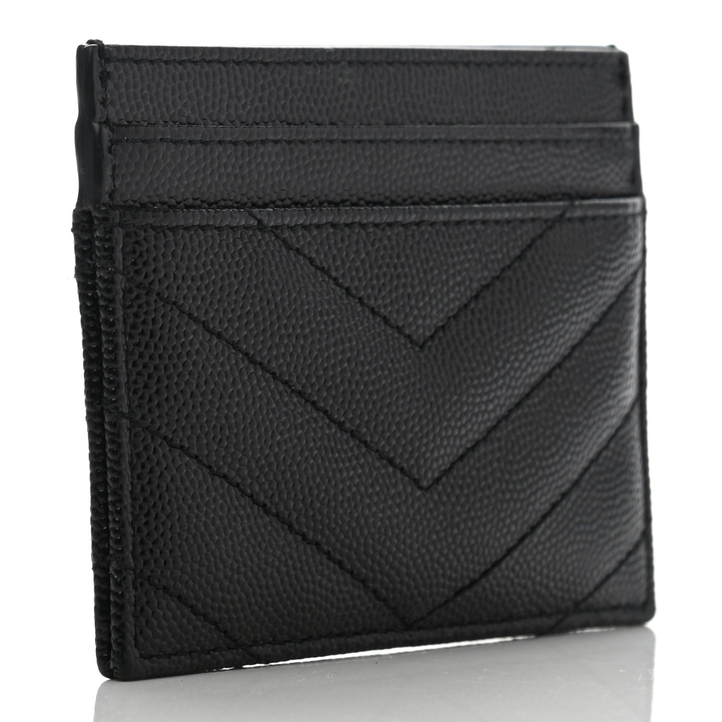 Grain De Poudre Matelasse Chevron Monogram Credit Card Case Black