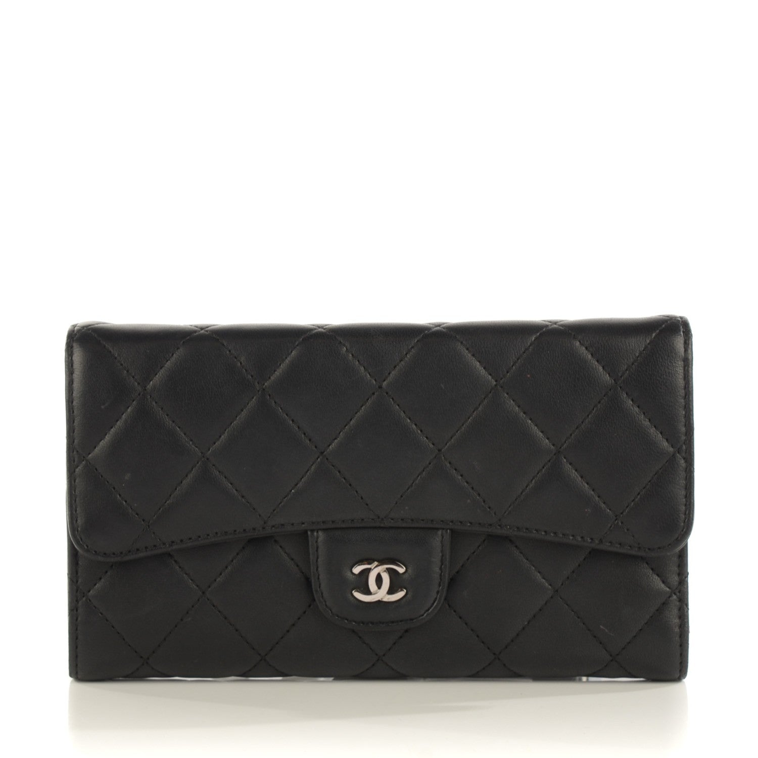 Chanel Lambskin Quilted Large Flap Wallet Black 1 of 8
