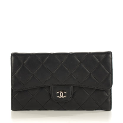 Chanel Lambskin Quilted Large Flap Wallet Black 1 of 8