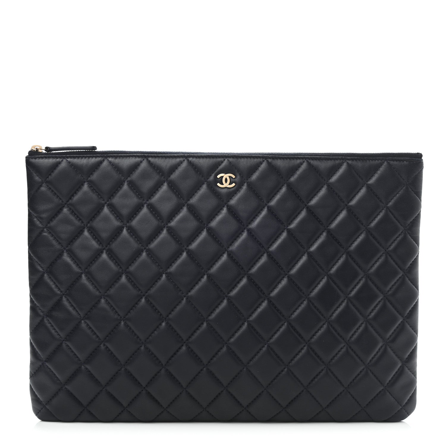 Chanel Lambskin Quilted Large Cosmetic Case Navy 1 of 7