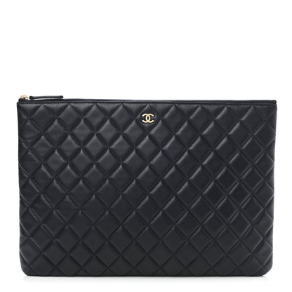 Chanel Lambskin Quilted Large Cosmetic Case Navy 1 of 7