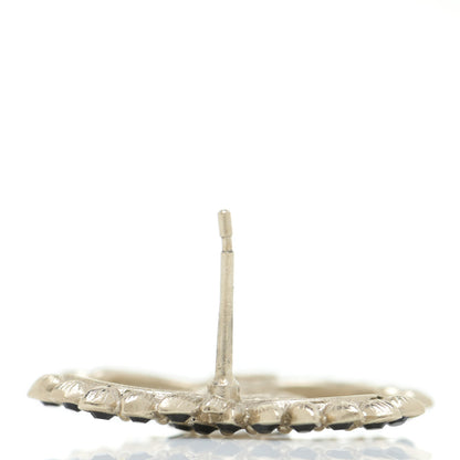 Chanel Strass Crystal Dazzling Wheat CC Earrings Black Gold 5 of 6