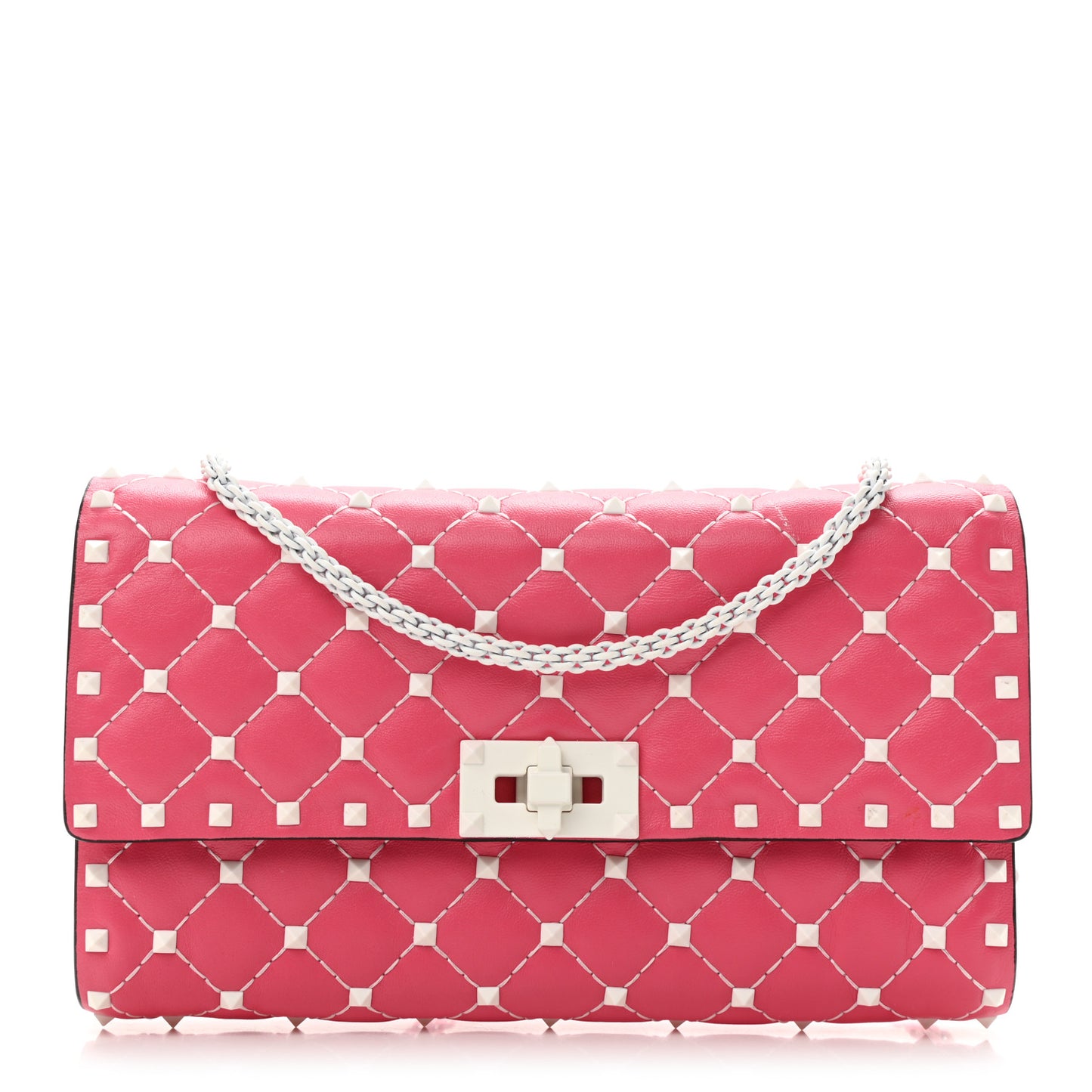 Lambskin Free Rockstud Spike Wallet On Chain Shadow Pink