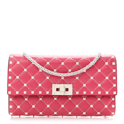 Valentino Garavani Lambskin Free Rockstud Spike Wallet On Chain Shadow Pink 1 of 9