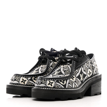 Louis Vuitton Jacquard Calfskin Since 1854 Beaubourg Platform Derby 37 Gray 3 of 11