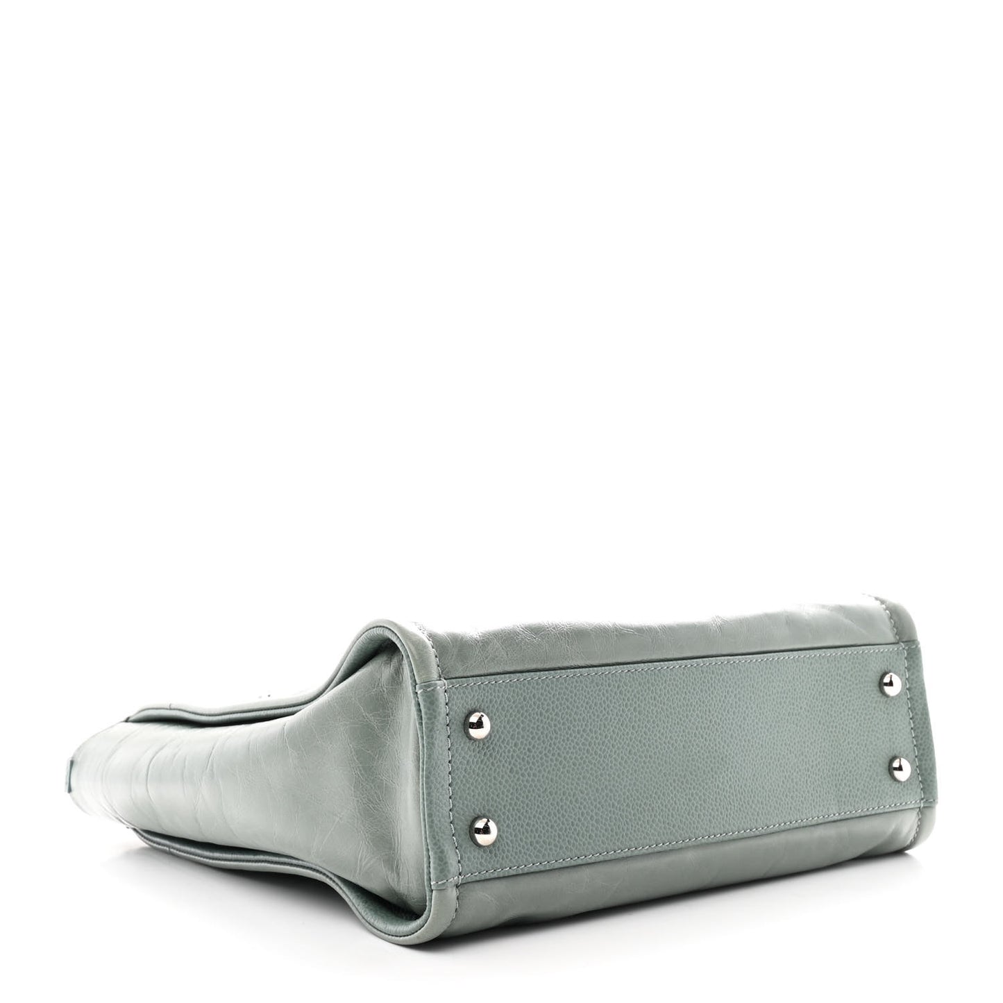 Glazed Calfskin Mini Deauville Tote Green