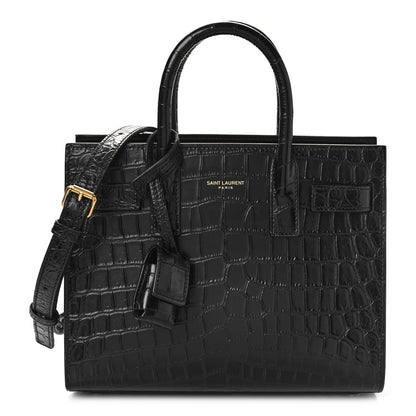 Saint Laurent Calfskin Crocodile Embossed Nano Sac De Jour Black 1 of 8