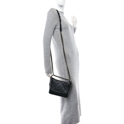 Chanel Aged Calfskin Quilted Small Gabrielle Hobo Black 2 of 10