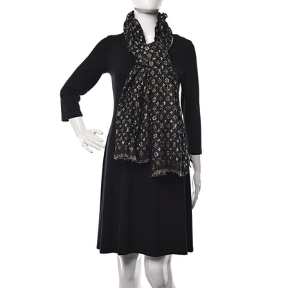 Louis Vuitton Silk Monogram So Glitter Stole Black 2 of 5