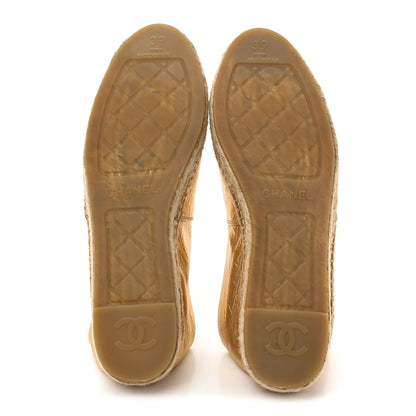 Chanel Laminated Lambskin Grosgrain CC Espadrilles 39 Gold Black 5 of 10