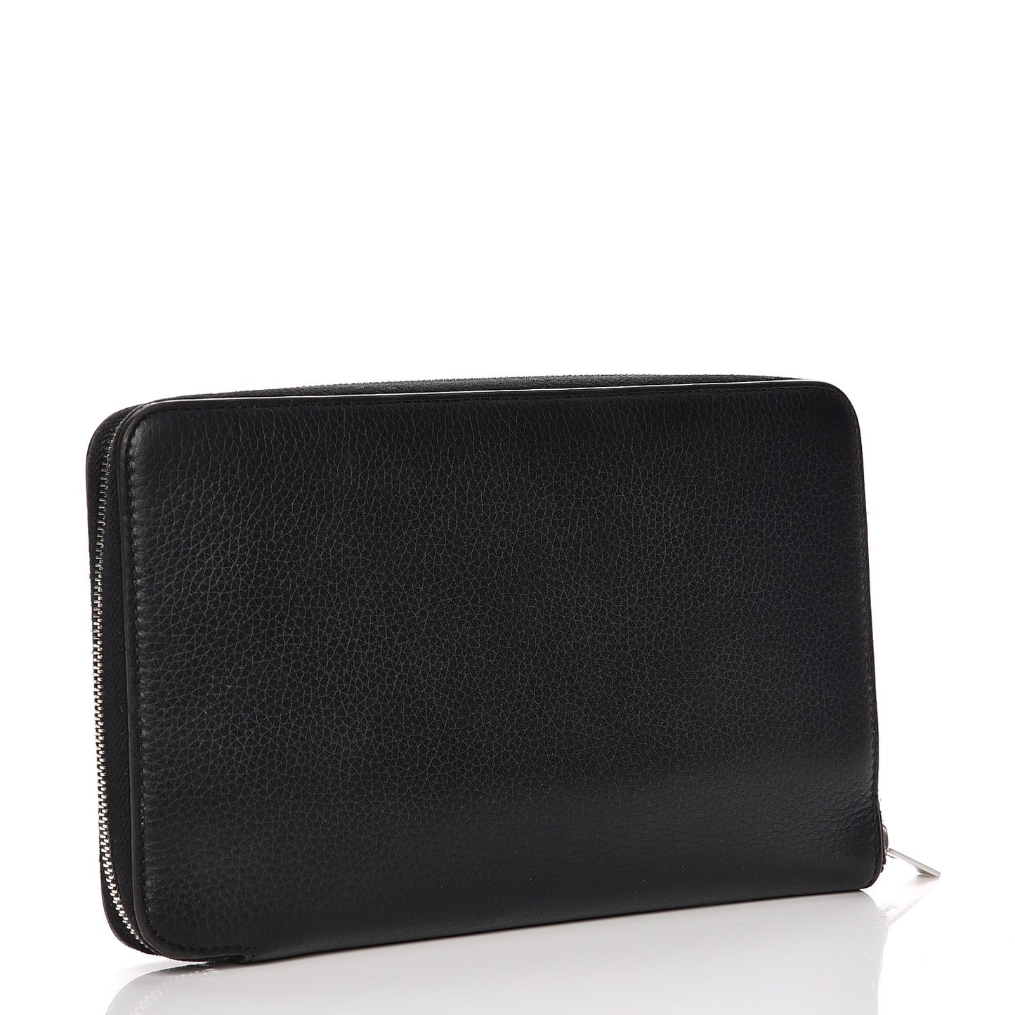 Drummed Calfskin Zip Around Organizer Wallet Black Citron