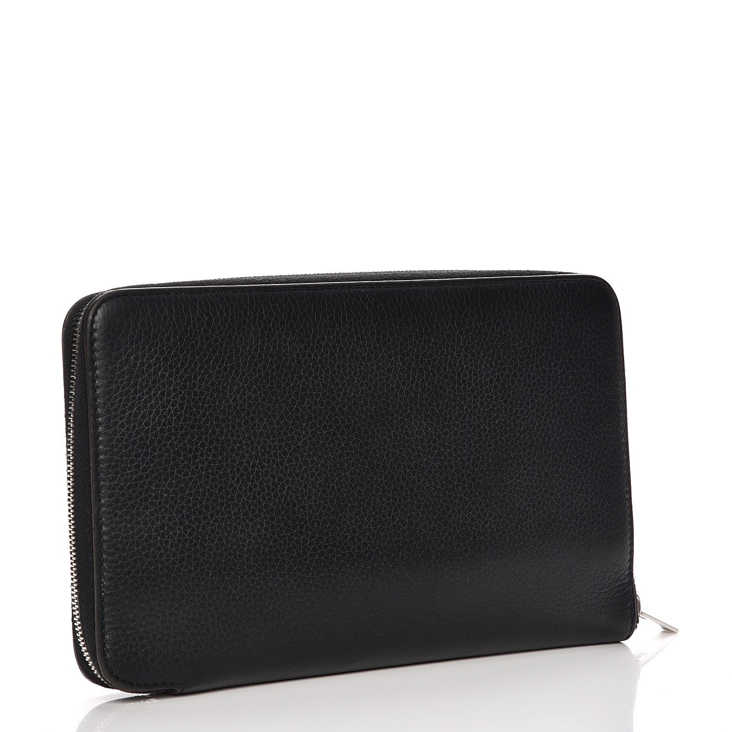 Celine Drummed Calfskin Zip Around Organizer Wallet Black Citron 3 of 12