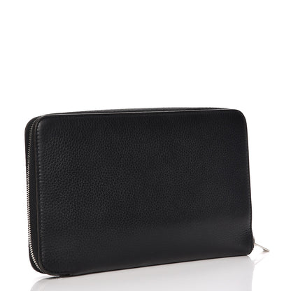 Celine Drummed Calfskin Zip Around Organizer Wallet Black Citron 3 of 12