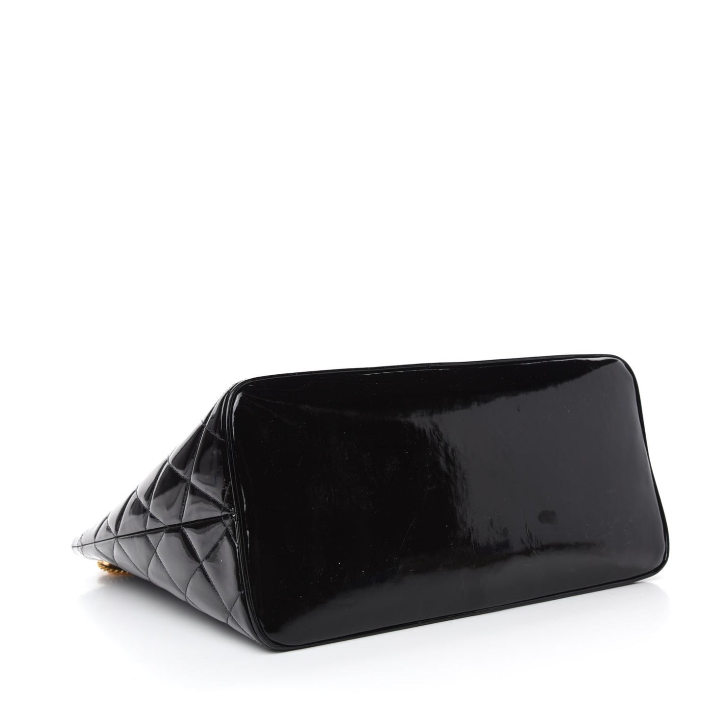 Patent Quilted Medallion Tote Black