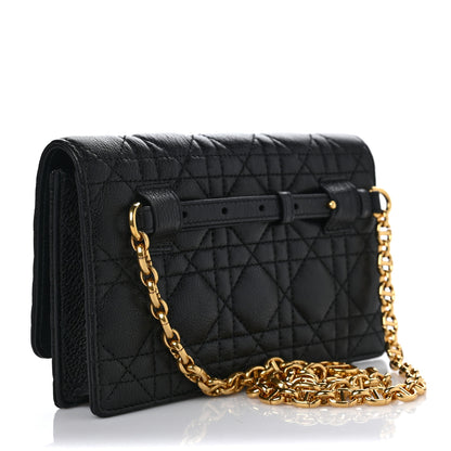 Christian Dior Supple Calfskin Cannage Caro Belt Pouch with Chain Black 4 of 10