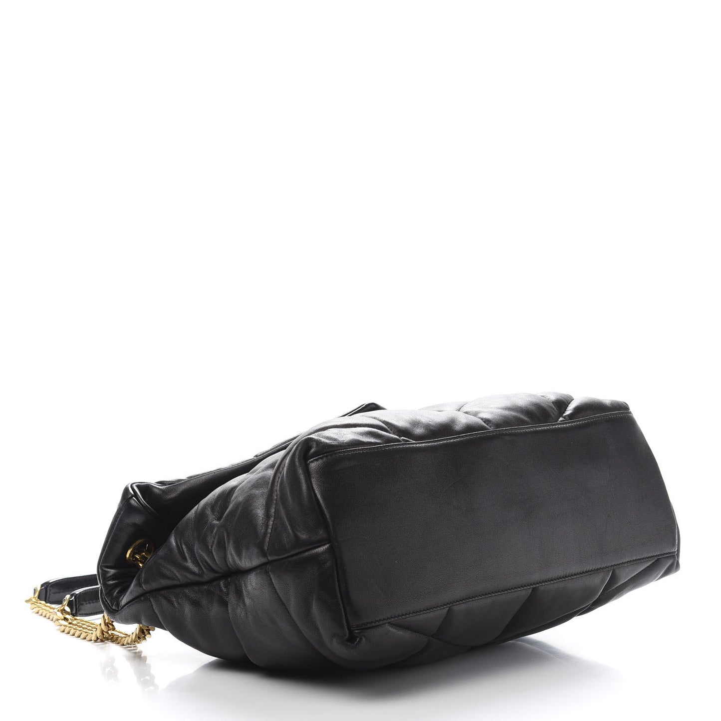 Lambskin Quilted Medium Loulou Puffer Monogram Chain Satchel Black
