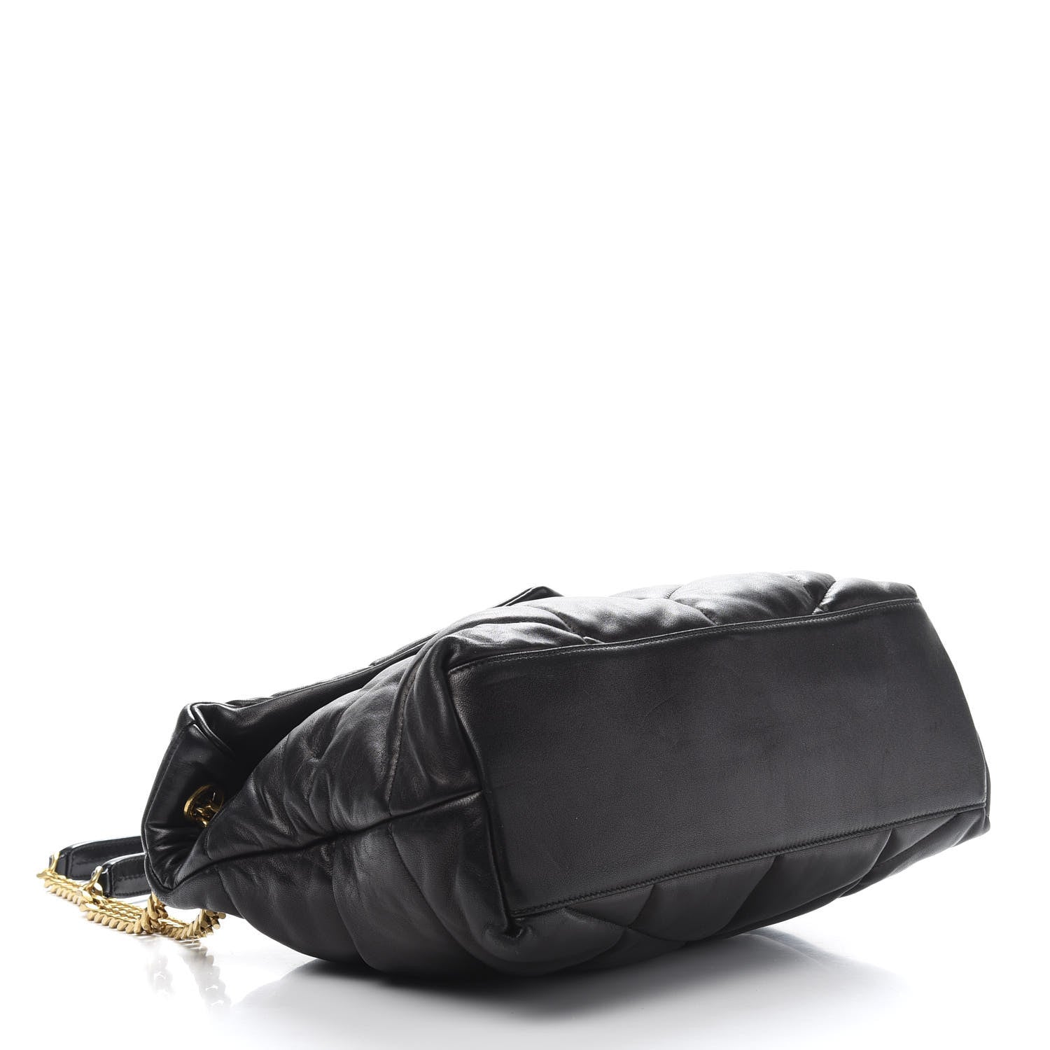 Saint Laurent Lambskin Quilted Medium Loulou Puffer Monogram Chain Satchel Black 4 of 12