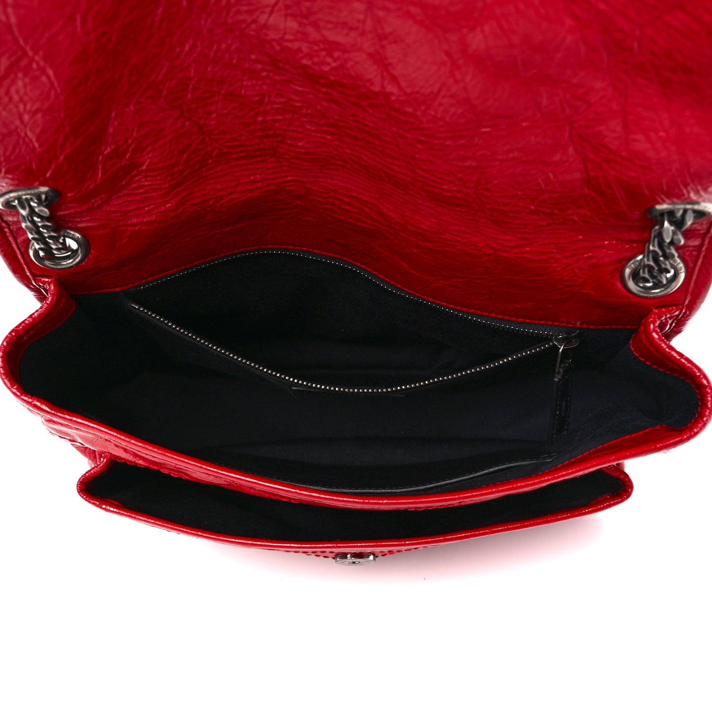Crinkled Calfskin Matelasse Monogram Medium Niki Chain Satchel Rouge Eros