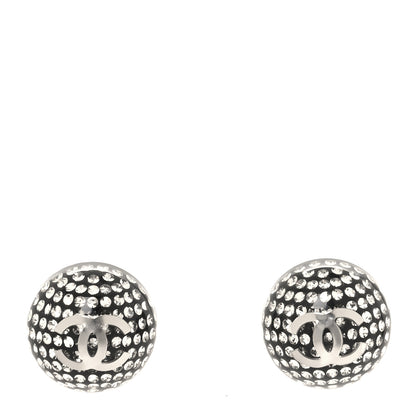 Chanel Resin Crystal CC Earrings Black Silver 1 of 5