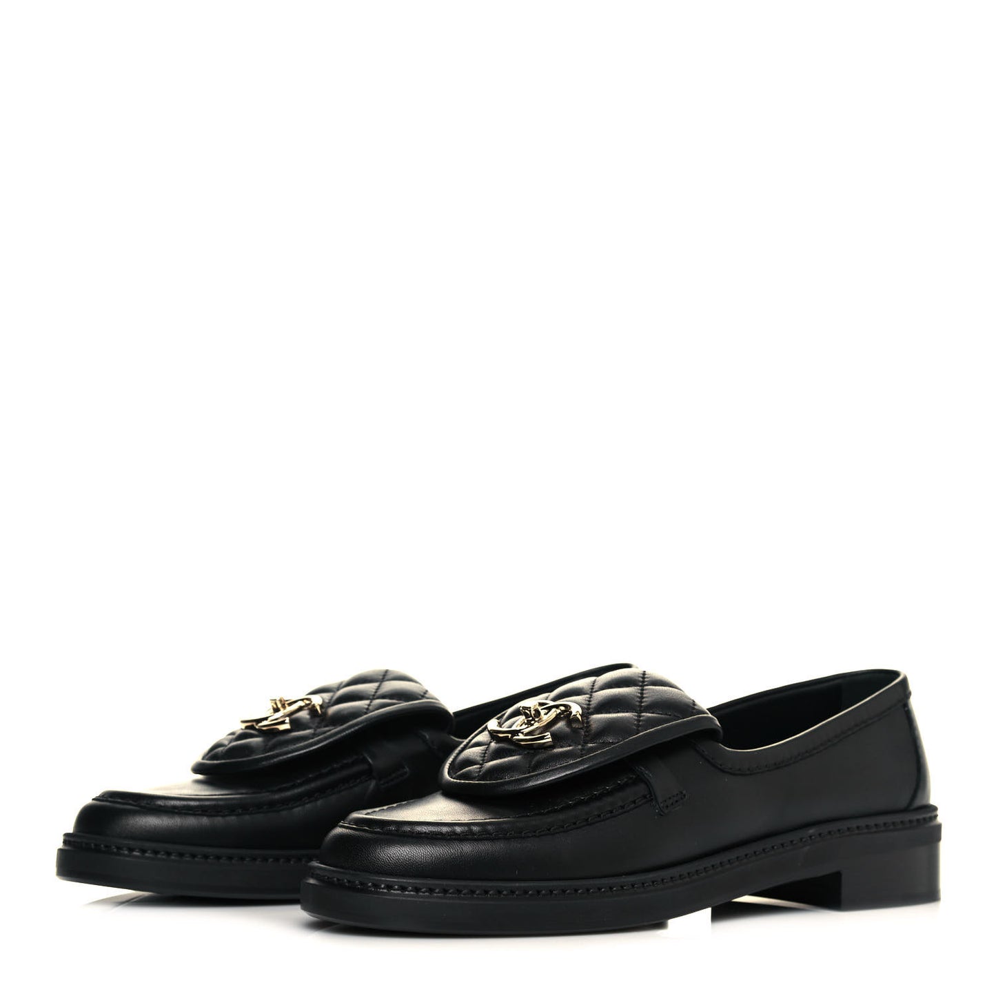 Lambskin Quilted CC Turnlock Loafers 36.5 Black