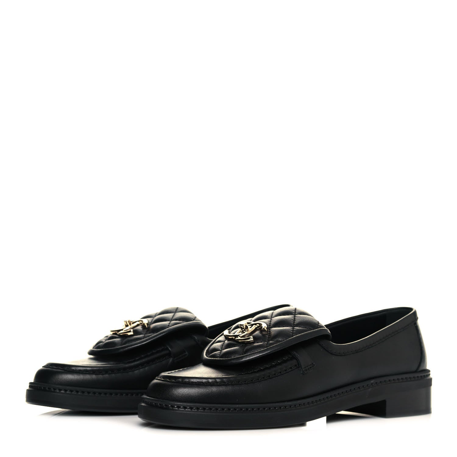 Chanel Lambskin Quilted CC Turnlock Loafers 36.5 Black 3 of 8