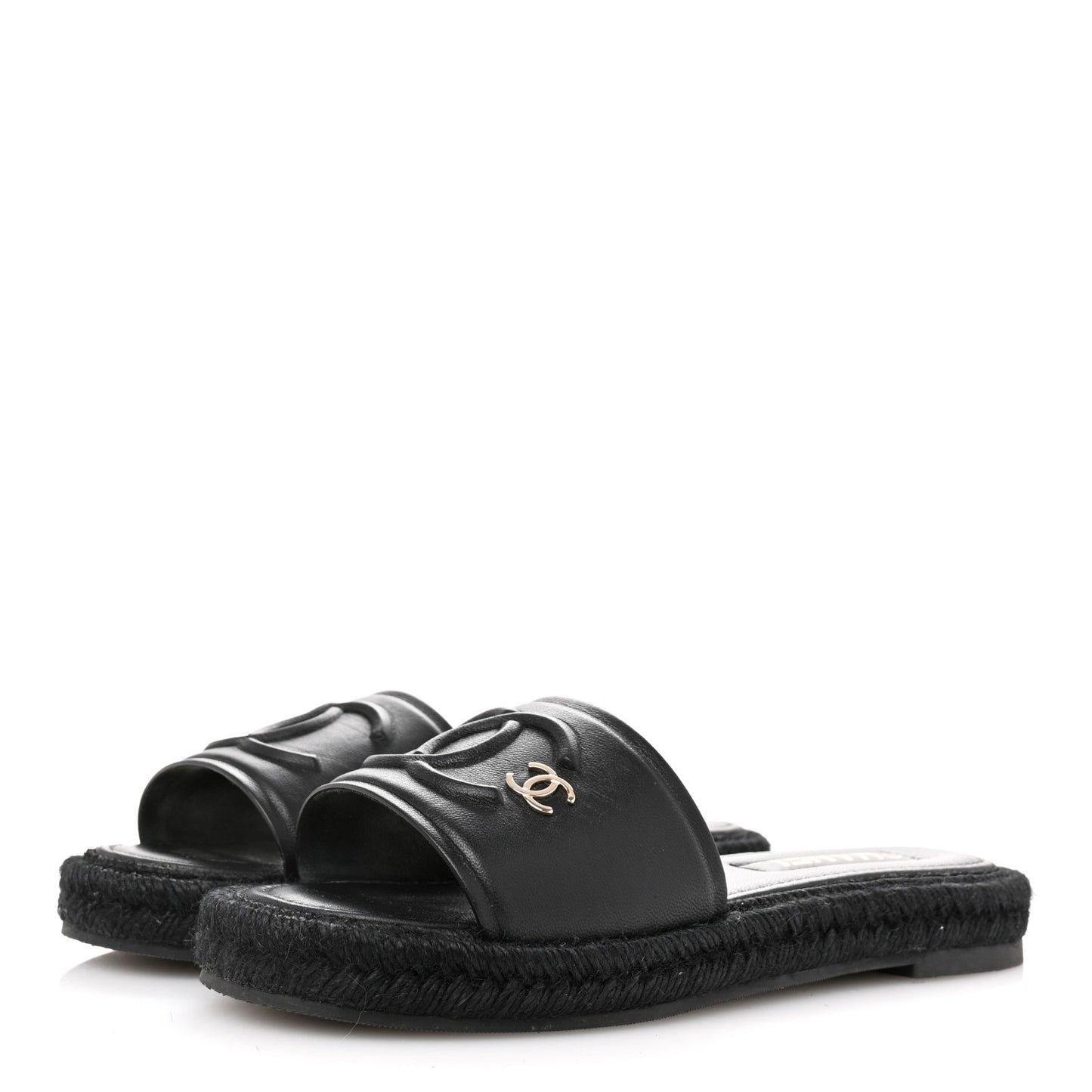 Lambskin Espadrille Mule Sandals 38 Black