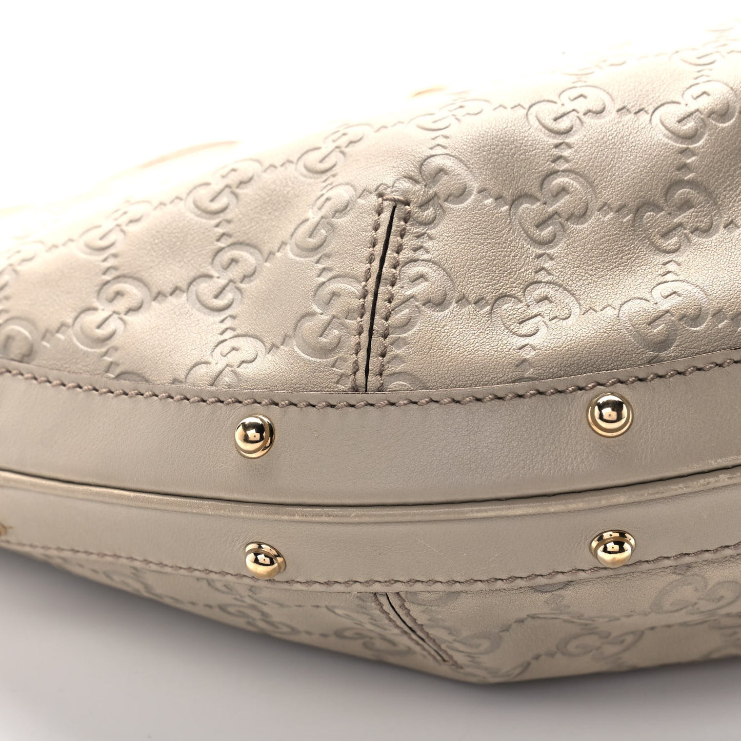 Guccissima Biba Studded Hobo Off White