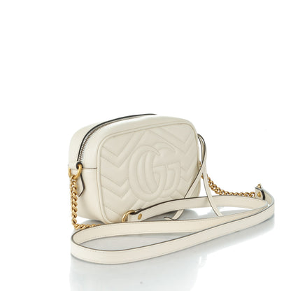 Gucci Calfskin Matelasse Mini GG Marmont Chain Shoulder Bag White 3 of 7