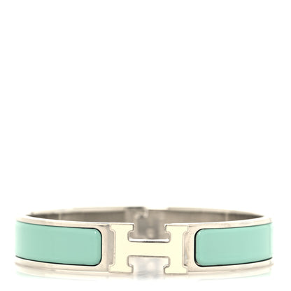 Hermes Enamel Narrow Clic Clac H Bracelet PM Lagon White 1 of 4