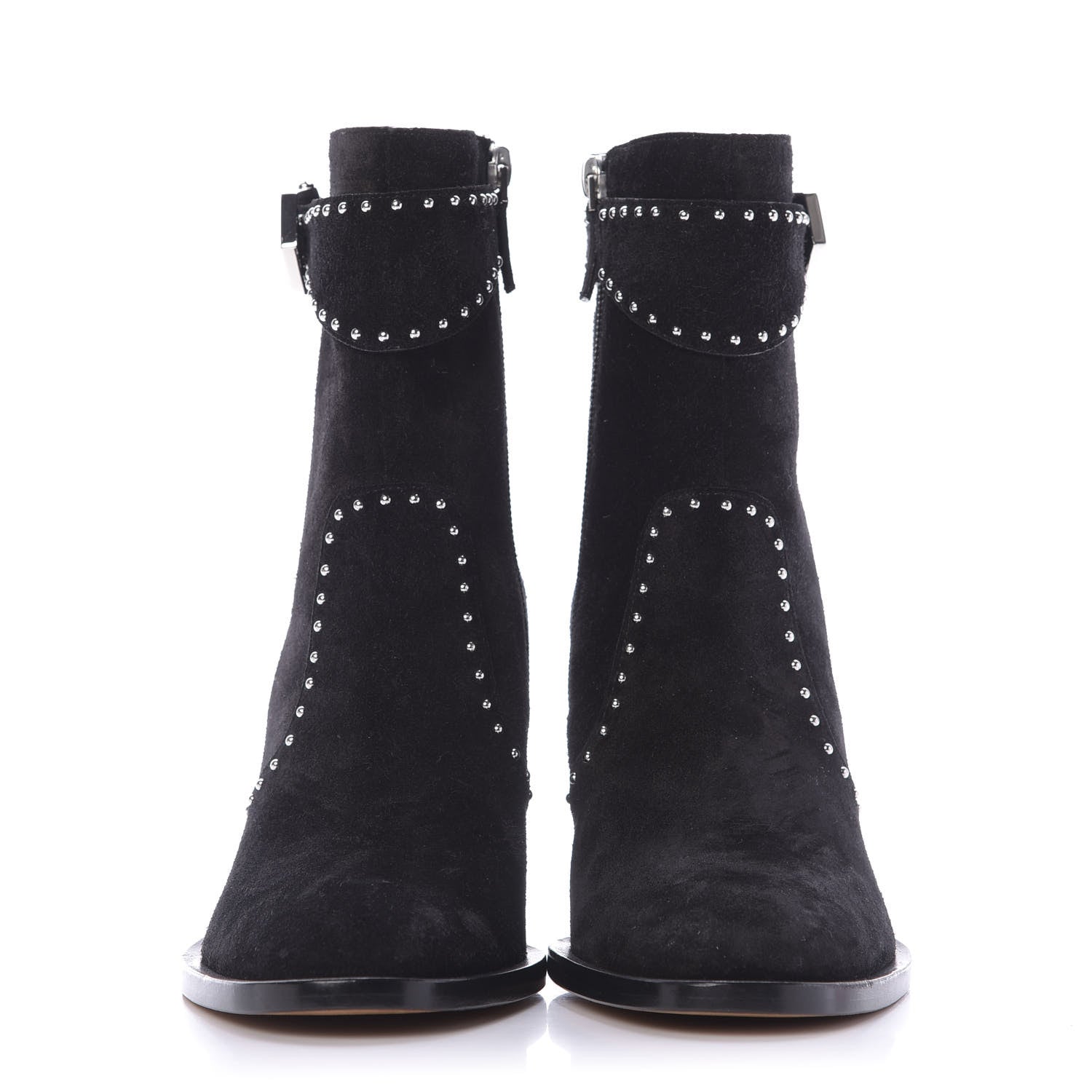 Givenchy Suede Calfskin Elegant Studded Ankle Boots 37 Black 2 of 10