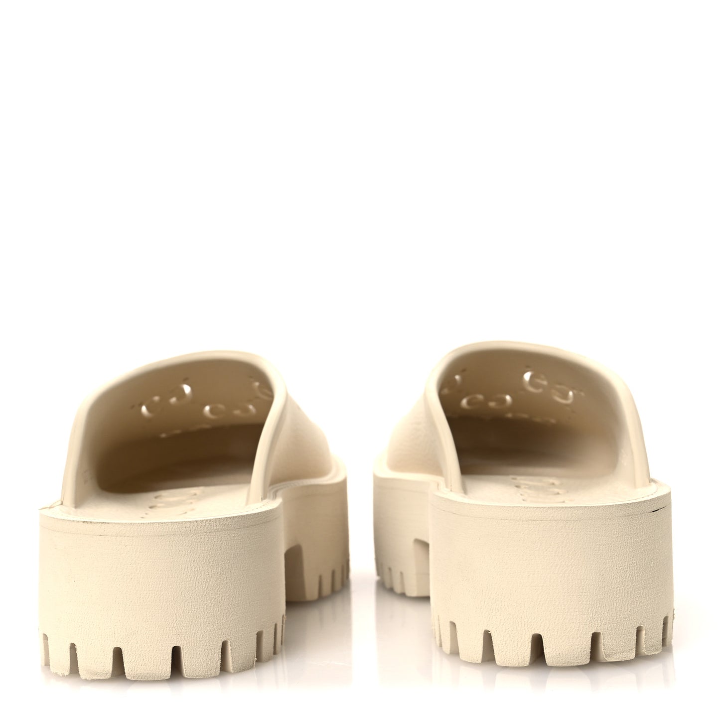 Rubber Monogram GG Go Through Platform Slide Clogs 38 Mystic White