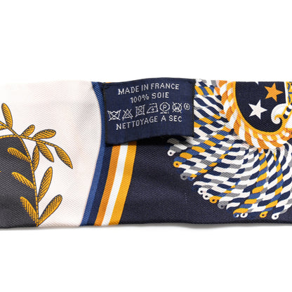 Hermes Silk Epaulettes De Gala Twilly Marine Gold White 5 of 12