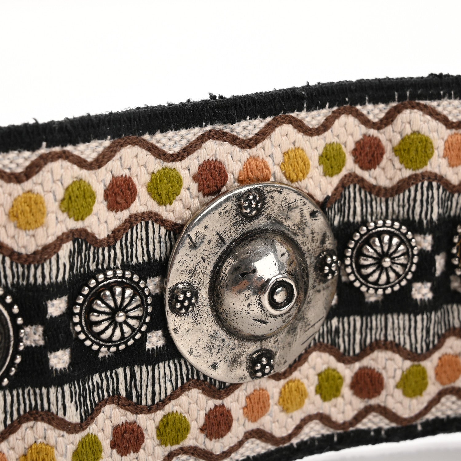 Christian Dior Canvas Embroidered Studded Adjustable Shoulder Strap Black Multicolor 6 of 9