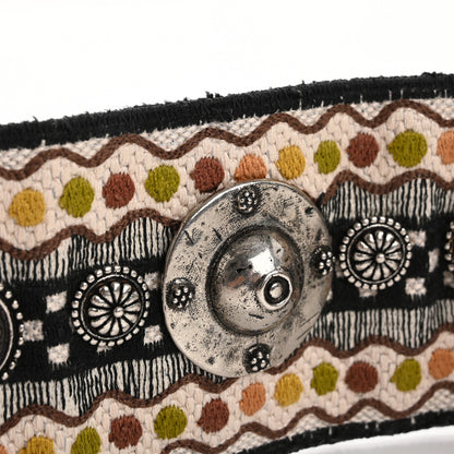 Christian Dior Canvas Embroidered Studded Adjustable Shoulder Strap Black Multicolor 6 of 9
