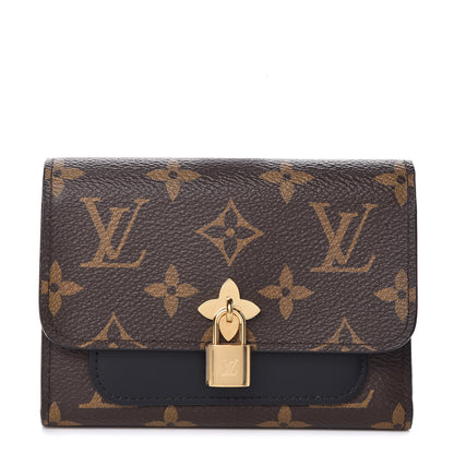 Louis Vuitton Monogram Flower Lock Compact Wallet Black 1 of 7