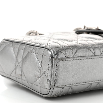 Christian Dior Metallic Lambskin Cannage Micro Lady D-Joy Silver 9 of 11